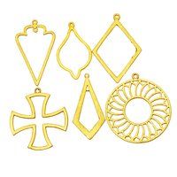 Brushed Gold Plated Cross Shape Metal Charms Pendant - Jewelry Findings Charms