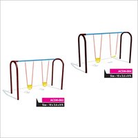 Durable 2 Children Swing - Metal Frame, 10 X 4.6 X 8 Ft, Colorful Design | Manual Swinging, Outdoor Play Equipment With Safety Ropes And Plastic Seats