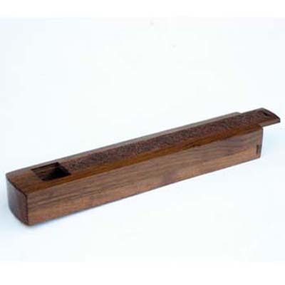 Agarbatti Box - Solid Wood, 12 x 2 x 2.5 inches | Natural Pine Color, Sliding Door System, 8mm Frame Thickness, Right Lock Handle