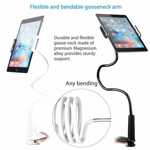MOBILE STAND - Solid ABS + PVC + Silicone + Aluminum Alloy, 80cm Length, Glossy White Surface, 360Â° Rotating Adjustable Holder, Compatible with Most Phones and Tablets