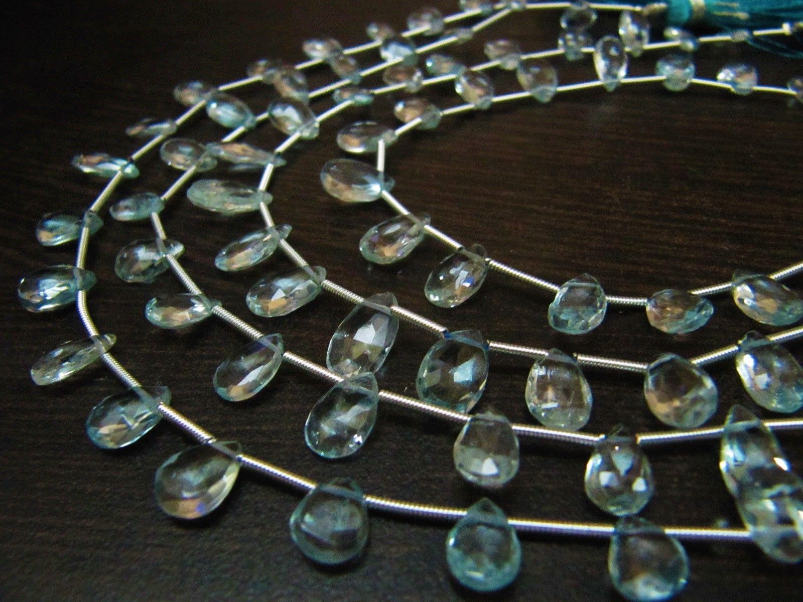 AAA Quality Natural Blue Topaz Pear Shape Faceted Beads