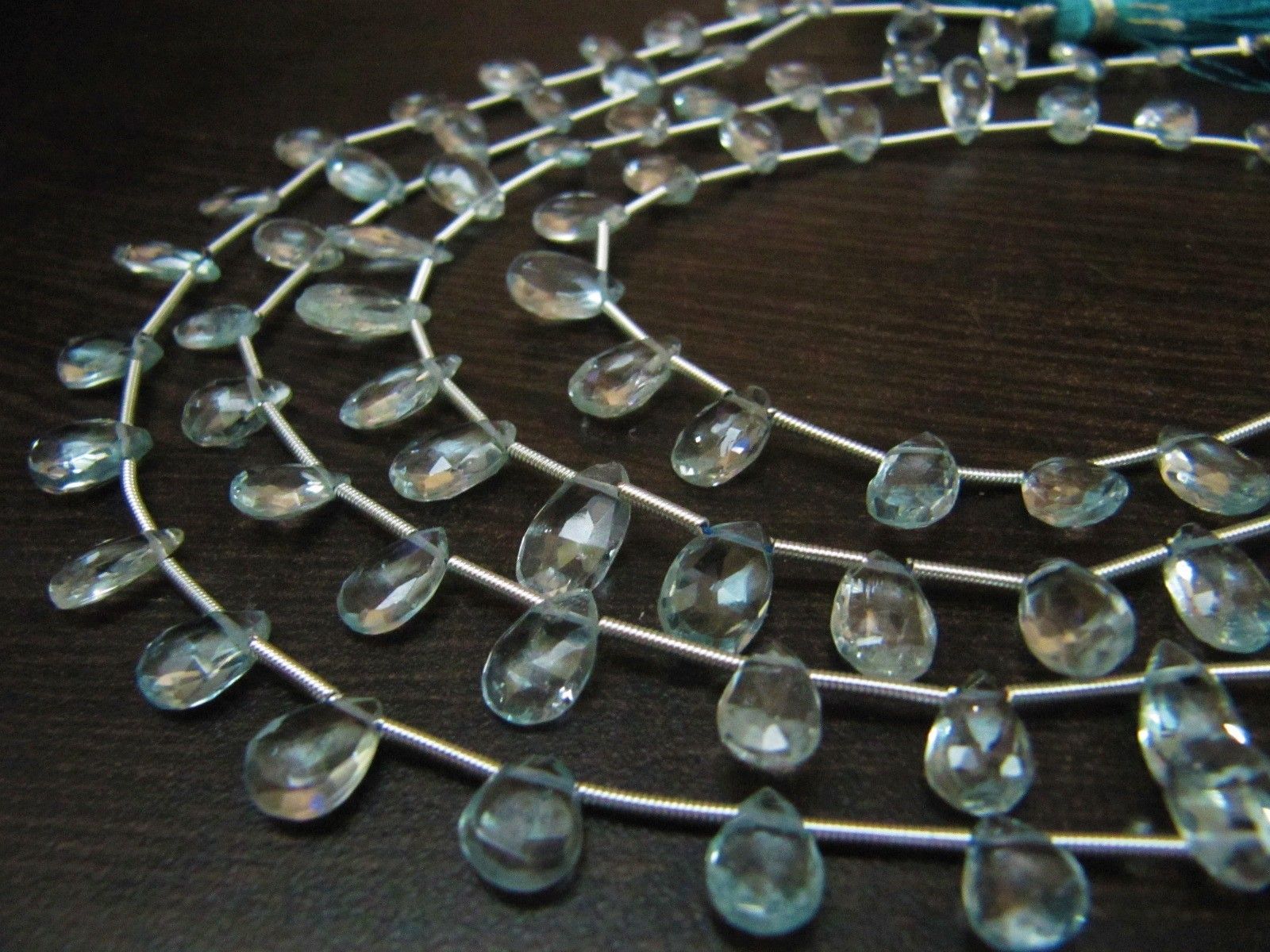 AAA Quality Natural Blue Topaz Pear Shape Faceted Beads