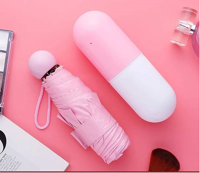 Pink Foldable Capsule Umbrella