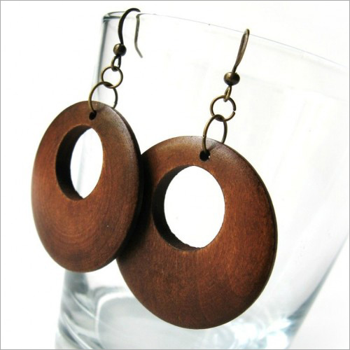 Wooden round Earrings
