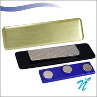 Magnetic Badge - Gold Plated Metal, 70mm X 20mm Rectangle | Custom Design Button, Ideal For Personalized Branding