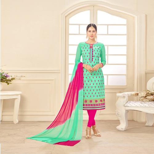 Green And Pink Latest Casual Ladies Dress Material