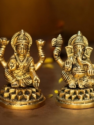 Brass Laxmi Ganesh Statue