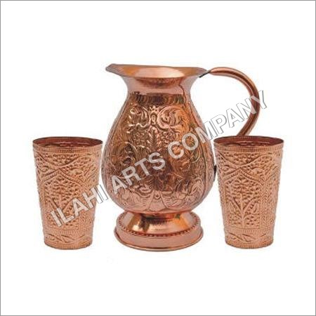 Natural Copper Jug With Glass