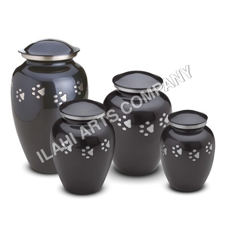 Pet Cremation Urn Set - Handmade Metal with Brass Antique Finish, 150 Cubic Inches Volume, 6x4 Inch Size, Food Safe Lining
