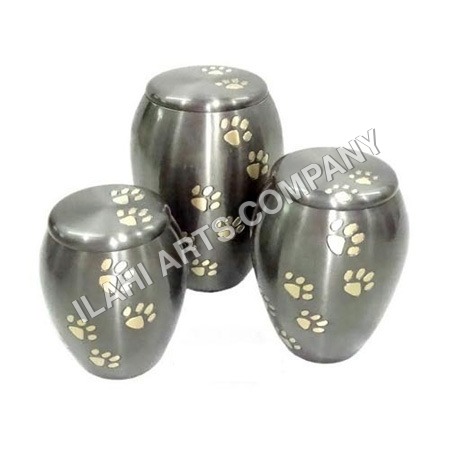 Brass Antique Paw Print Metal Urn