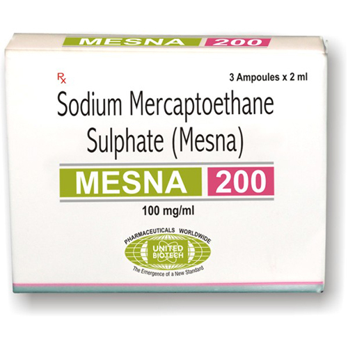 Sodium 2- Sulfanyl Ethane Sulfonate (Mesna) Injection - 200mg/2ml | Liquid Injectable Chemotherapy Adjuvant for Reducing Haemorrhagic Cystitis and Haematuria