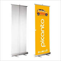 Roll Up Banner Stand - Waterproof, 6 Feet, White & Yellow | Foldable, Rectangle For Outdoor Advertisement