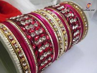 Hot Pink Stone Assoted Fancy metal Bangles