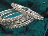 Uptron Full Diamond Studded Aluminium Metal Bangle-