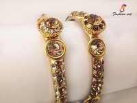 Royal Crown Brass Bangle Set - Diameter: 2.4