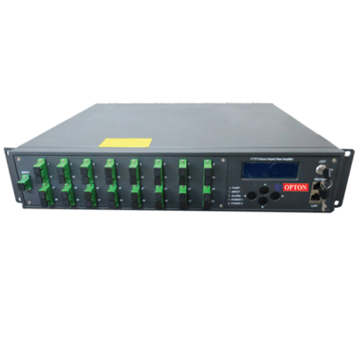 EDFA 192RU Rack - 2000-13000mW Output Power Black | Dual Power Supply 128 Optional Ports Built-in Low Noise Pre-Amplifier 3-Year Warranty