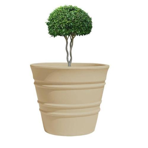 FOX Vertical Pot - Plastic Material , Round Shape, Cream and Green Color | Ideal for Balcony, Front Door, and Living Area Decoration