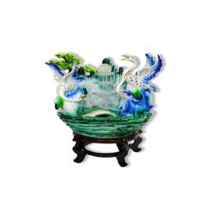 Indoor Fountain 19 - Ceramic, Plastic & WPC Build | Green, Blue & White Colors, 230 Volt Design