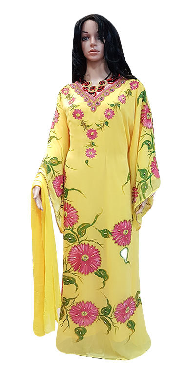 Ladies Kaftan for woman with Yellow Color