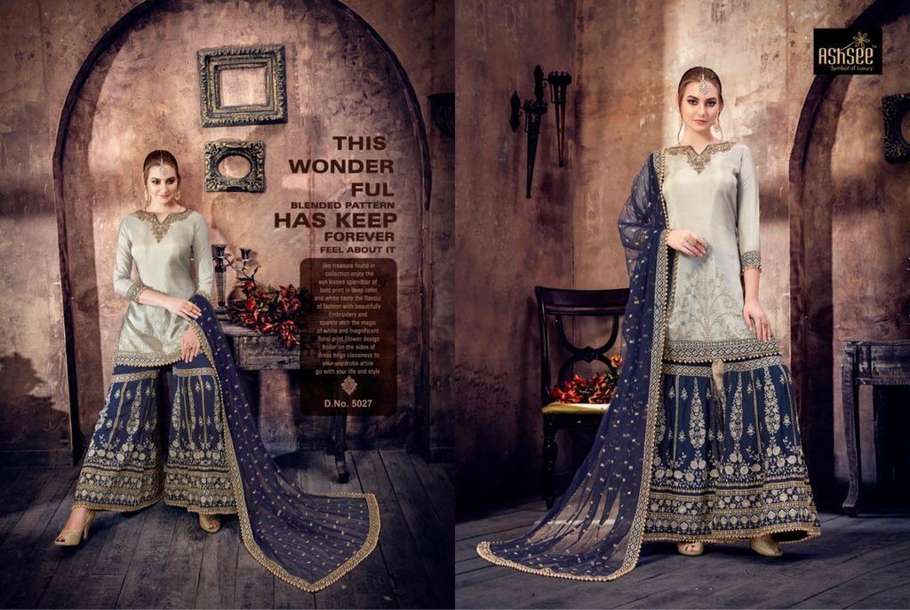 Embroidery work sharara suits