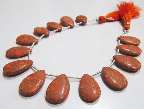 Green Aaa Quality Orange Copper Tourquoise Pear Shape Beads