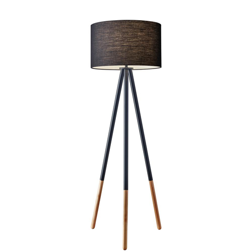 Metal Floor Lamp - 60.25 in. H x 22 in. , Dark Blue & Dark Brown, Fluorescent Light Source, Modern Style