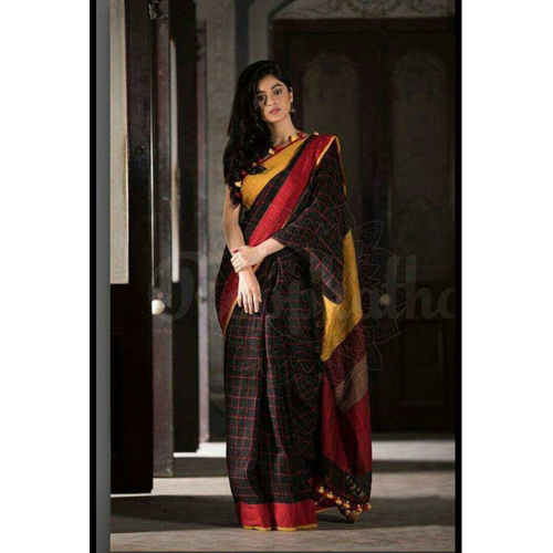 Ladies Designer Linen Saree