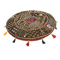 Floor Cushions - Cotton Fabric, Multicolor Folk Art Design | Durable, Easy To Clean, Lightweight, Printed Finish