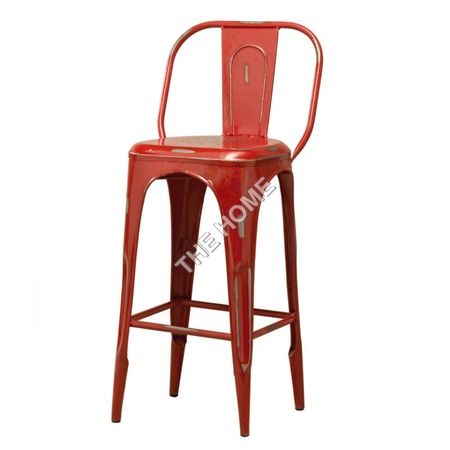 Tolix Bar Chair - Polished Metal Finish | Red Color, Stylish And Durable Design