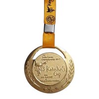 Male Karate Medals - Gold Plated Die Casting Metal, 2-3 Inch Round Shape | Scratch And Rust Resistant, Lightweight And Shiny Finish