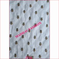 Sequin With Zari Embroidery - Georgette Fabric, 44 Meter Width, White Color | Lightweight, Embroidered Pattern, Suitable For Saree, Lehenga, Blouse, Dupatta