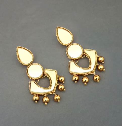 Mirror Dangler Earrings - Zinc Alloy, Elegant Funky Design for Casual and Party Wear | Stylish Must-Have Jewelry for All Occasions