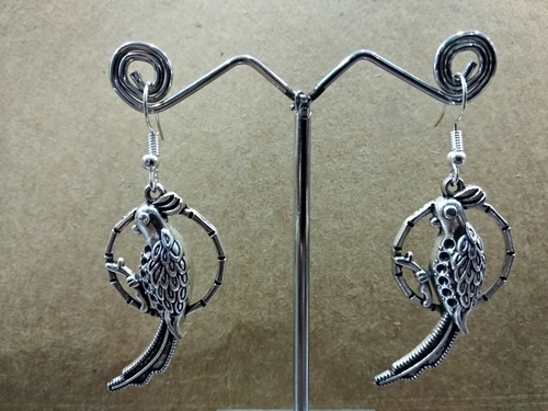 Oxidised Plated Parrot Earrings - Zinc Alloy, Dangle Design | Fashionable for Ethnic or Traditional Attire, Perfect for Festive Occasions