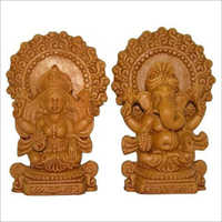 Laxmi Ganesh Statues - Wood, 10cm Height X 7cm Width, Brown | Intricate Details, Aesthetic Appeal, Durable Material, Great Gift, Home Decor