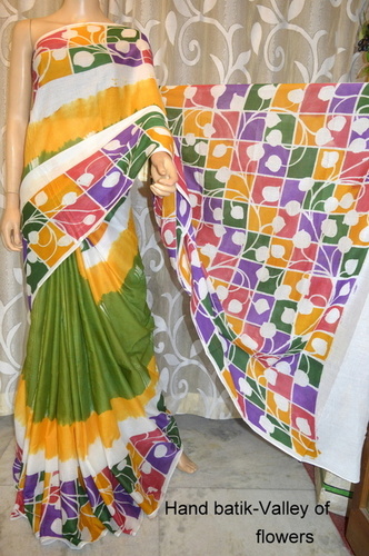 Hand Painted Cotton Batik Saree