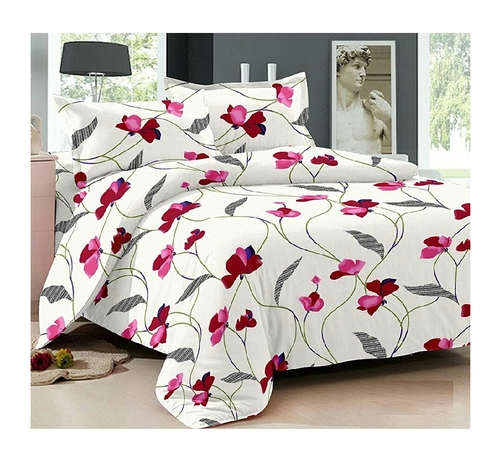 Floral Print Bed Sheet - 100% Cotton, 90 Inch Width x 2.40 Inch Length, 18x27 Inch Pillow Cover | Perfect Design, Great Finish, Custom Sizes Available