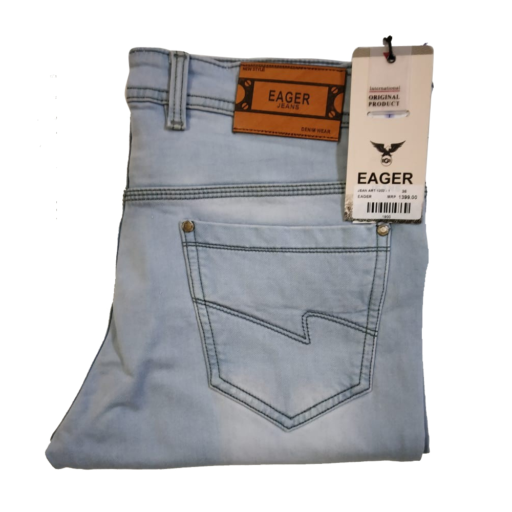 Mens Denim Jeans - Sky Blue, Ripped & Faded Patterns | Varied Waist Sizes 30-36, All-Season Comfort