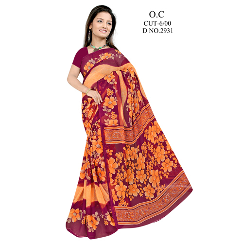 Ladies Designer Print Chiffon Sarees