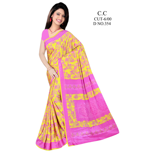 Ladies Designer Print Crepe Sarees