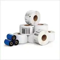 White And Blue Roll Labels