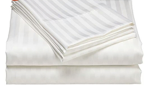 White Colour Satin Strip Bed Sheet