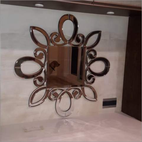 Designer Wall Mirror - Glass & Silver | Transparent Square Shape for Elegant Wall Display