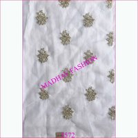 Zari With Sequin Embroidery Work - Georgette, 44 Meter Width, White Color | Features: Lightweight, Embroidered Pattern, Suitable For Saree, Blouse, Dupatta, Lehenga Choli