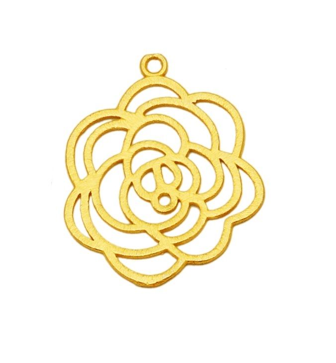 Trendy Brushed Gold Plated Round Tree Design Metal Charms Pendant - Jewelry Findings Charms