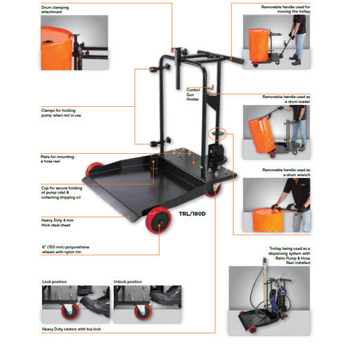 Drum Trolleys - Heavy-Duty Steel Frame | Easy Maneuverability, Secure Drum Locking Mechanism, Ergonomic Handles