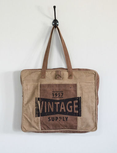 Multicolor Vintage Jute Canvas Tote Bag