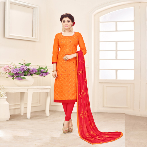 Orange Formal Cotton Salwar Suit