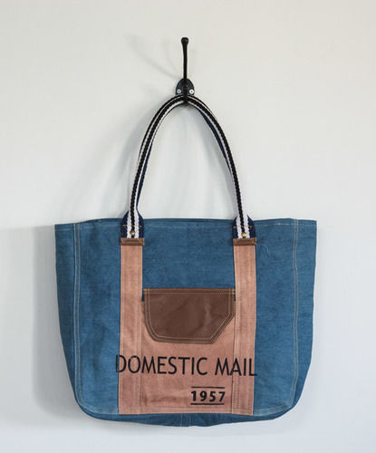 Multicolor Denim Canvas Tote Bag