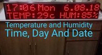 Temperature Humidity Time Day And Date Led Display Board - Measuring Range: Temp -40 To +80â°c, Humidity 0 To 100% Rh | Red Tube Chip Color, 220v Input, 5m Sensor Cable