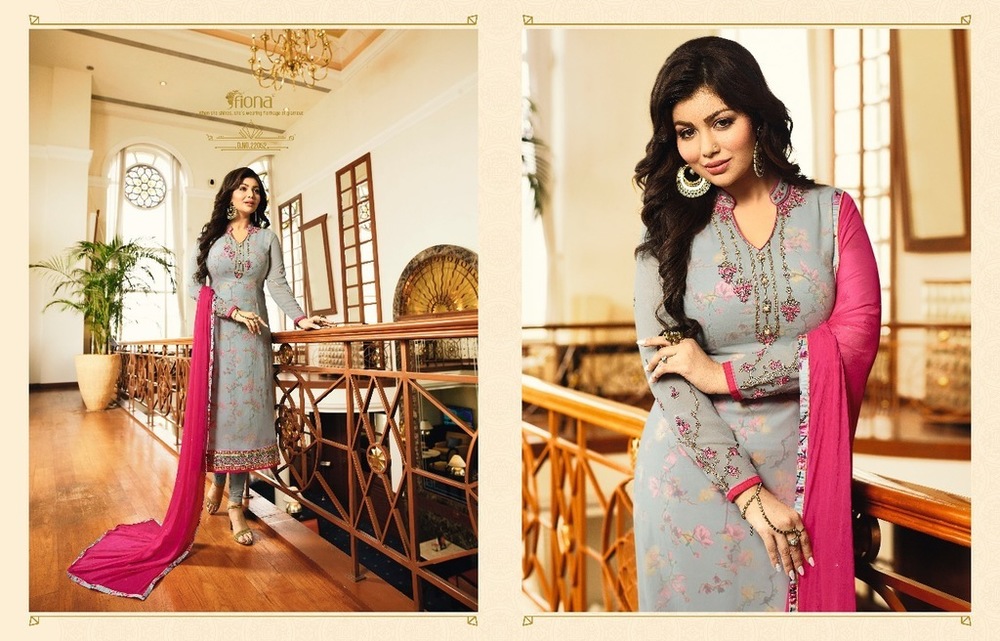 Grey And Pink Ladies Designer Stitched Suits
